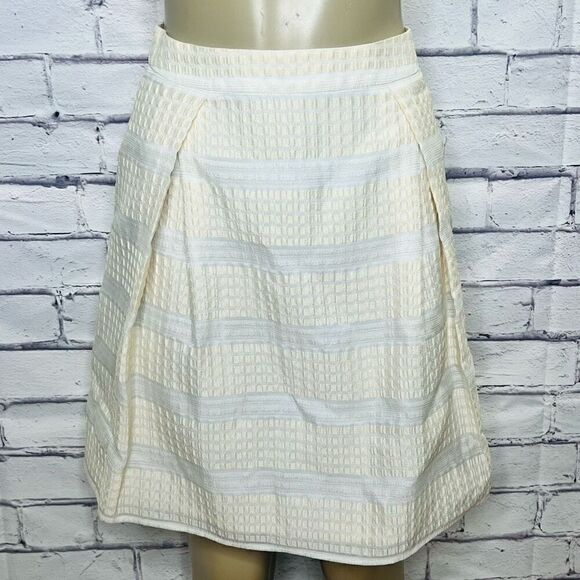 Reiss Women's Cream Pleated A-Line High Rise Midi Skirt Size 2 - Picture 1 of 7